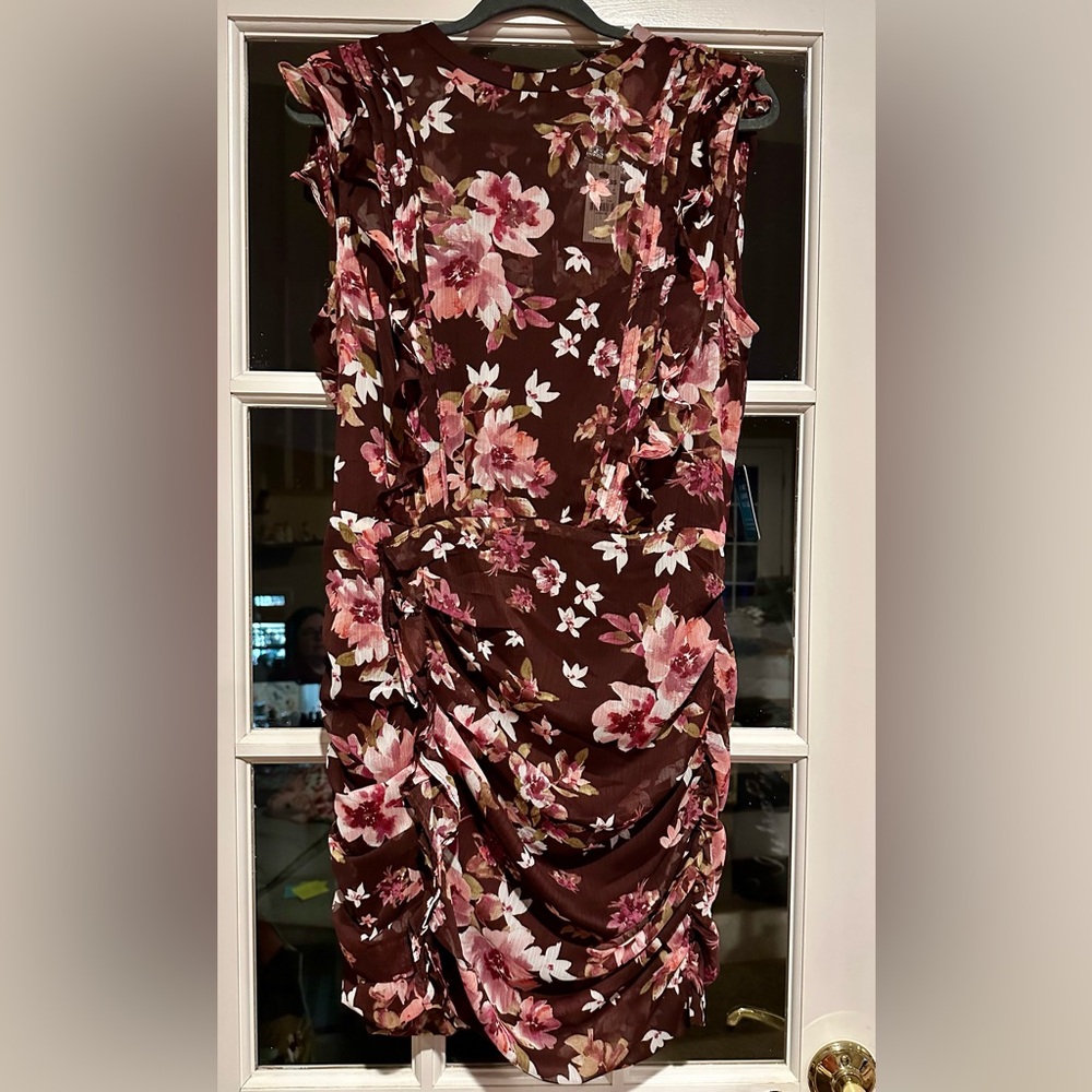 Express Ruched Ruffle Mini Dress